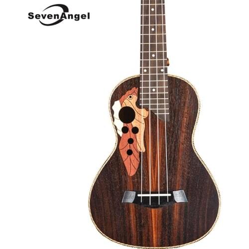 SevenAngel Brand 26 inch Tenor Ukulele Grape Sound Hole Hawaiian Guitar 4 Strings Rosewood Electric Ukelele with Pickup EQ