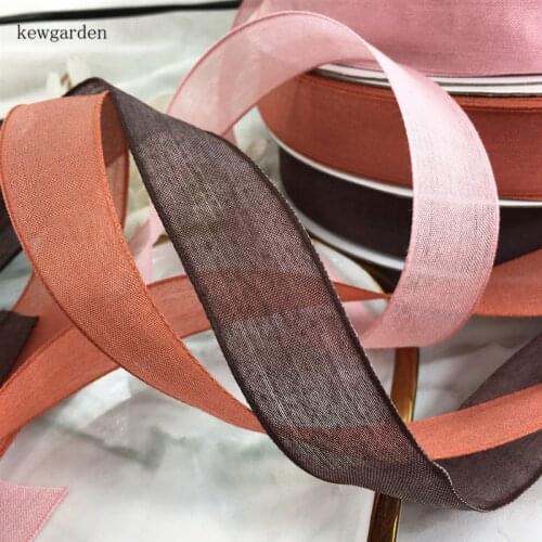 Kewgarden 1" 25mm Cotton Line Organza Ribbons Handmade Tape DIY Flower Hair Bowknot Accessories 5 Meters