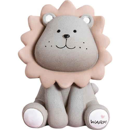 Nordic Cute Lion Piggy Bank Money Box Cash Children Cartoon Girl Big Coin Safe Piggy Bank Alcancias Creativas Ornaments FP021