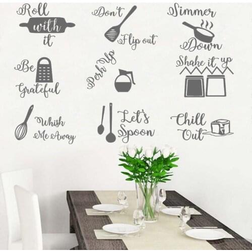 Kitchen Cooking Tools Icons Words Text Wall Art Decal Kitchen Sticker For Home Kitchen Decoration Removable A002767