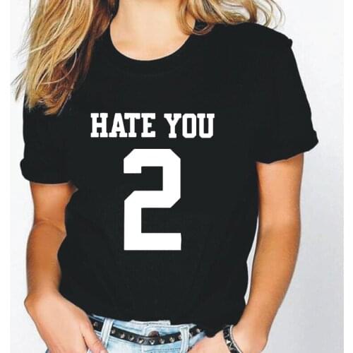 Summer T-shirt Hate You Letter Printing Tees Casual Harajuku Plus Size T-shirt Outdoor 0-neck Cotton Couple Clothes T-shirts