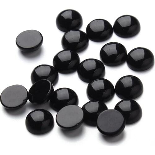 Top Selling Cabochons 20Pcs/Pack Semi-precious Round Black Agate Stone Cabochons Loose Beads DIY Jewelry For Making Rings