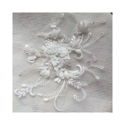 Multicolor 3D flower Embroidery Beaded Lace flower DIY Wedding Dress Muslim Headscarf flower 2pcs/pack