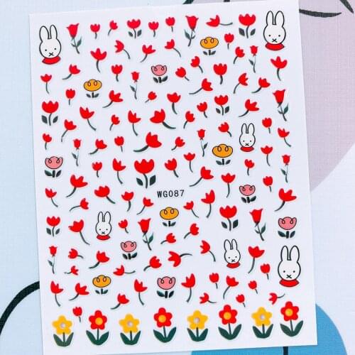 Cartoons Dried Flowers Nail Art Decorations Stickers for Manicure Design Anime Nails Stickers and Decals Weeds Holographic Tips