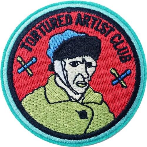 Van Gogh (Size:7.7x7.7cm)DIY Cloth Patch Badge Embroidered Cute Badges Hippie Iron On Kids Cartoon Patches For Clothes Sticker