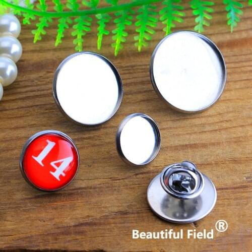 Stainless Steel 10pcs Fit 8mm 10mm 12mm 14mm 16mm 18mm 20mm 25mm Brooch Base Cabochon Setting Round Cameo Blank Tray