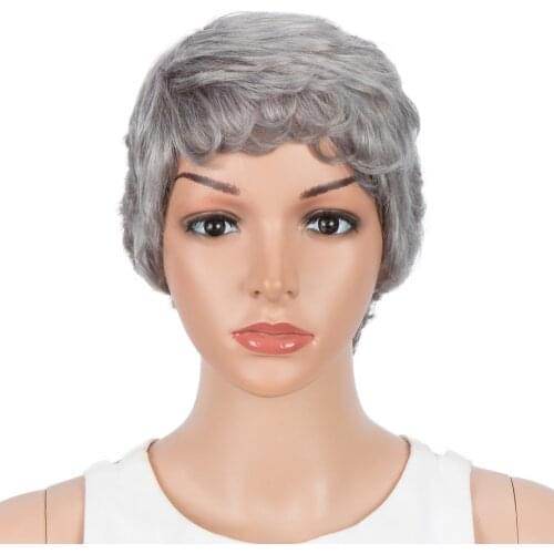 Pixie Cut Human Hair Wigs For Black Women Brazilian Natural Human Hair Remy Grey Color Cheap Free Shipping Allure