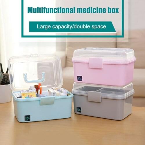 Portable Multi-Functional First Aid Kit Plastic Pill Storage Cabinet Family Emergency Cosmetics Jewelry Box аптечка контейнер