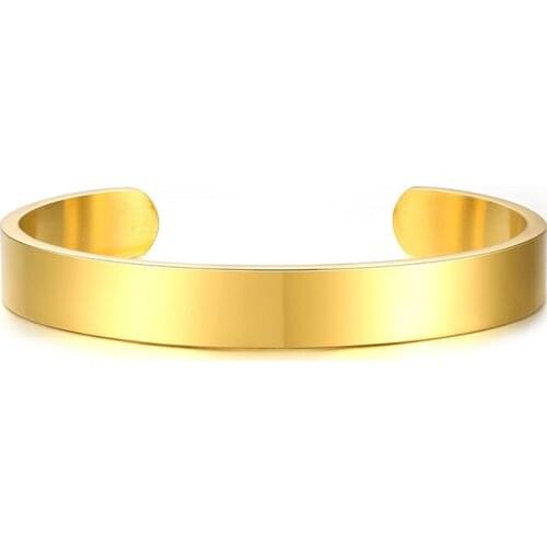 Simple Classic Titanium steel C-Shaped Open Bangle Black/Gold/Silver Color Male Cuff Bracelets & Bracelet