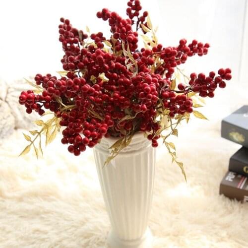 Christmas Decoration Berry Artificial Flower Fake red berries Flower New Years decor Tree Artificial berry For Home Decor