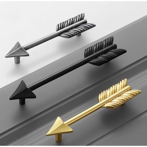JD Black Silver Arrow Handle Gold Zinc Alloy Kitchen Cabinet Handle and Knobs Novelty Decorative Furniture Handle Door Hardware