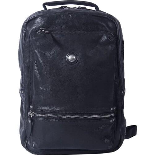 Vintage Italian Vegetable Tanned Leather Backpack Mens Laptop Bag Travel Backpack Casual Schoolbag First Layer Cowhide Original