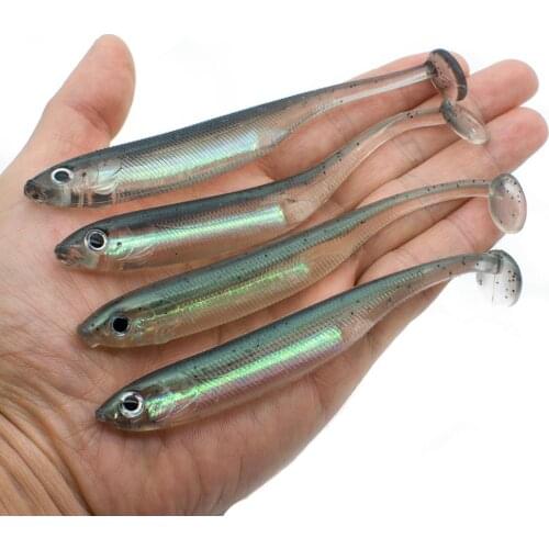 SEALURER 4pcs Soft Fishing Lure Seabass Artificial Bait Silicone Worm Shad Swimbait Jig Head Fishing Tackle fishing Soft bait
