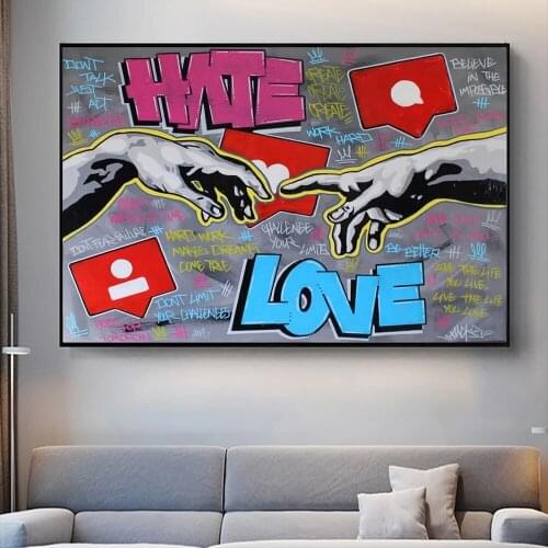 Hate and Love Adam Modern Art Painting Poster Printmaking HD Pictures Printed on Canvas Used for Room Home Decor Wall Art