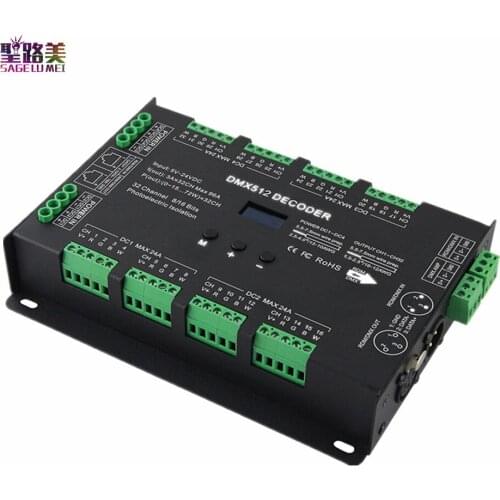 Constant Voltage 32CH DMX LED Decoder DC5V-24V 3A*32CH 8port x 4CH output DMX512 Controller BC-632 For RGB RGBW Led Strip Lights