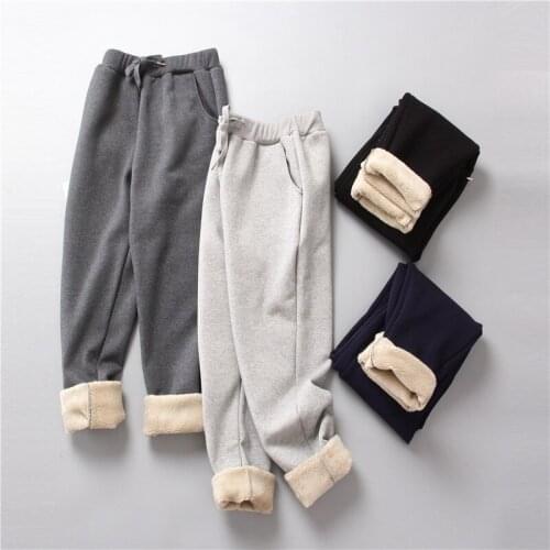 Thickened Cashmere Womens Pants Winter Stacked Sweatpants Undefined Harlan Pants Casual Loose Keep Warm Joggers Women