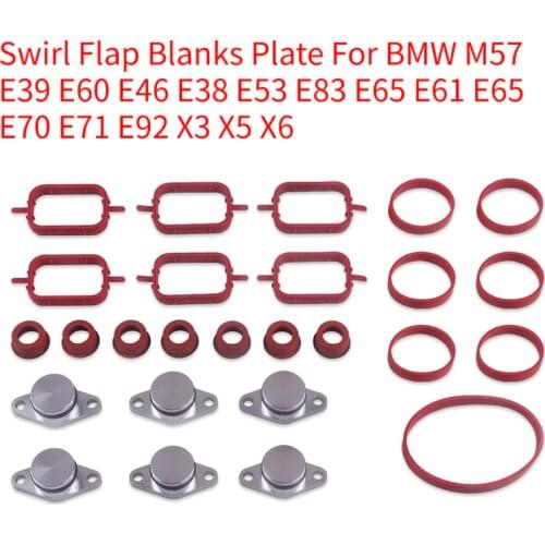 Swirl Flap Blanks Plate & Intake Inlet Manifold Gasket Seal For BMW M57 E39 E60 E46 E38 E53 E83 E65 E61 E65 E70 E71 E92 X3 X5 X6