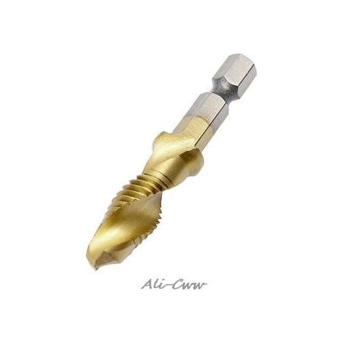 1PC M3-M10 Hex Shank Titanium Plated HSS Hand Screw Thread Metric Tap Drill Bits