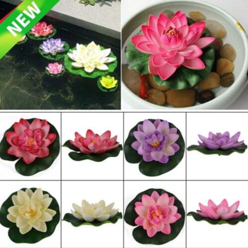 1Pcs Floating Artificial Lotus Ornament for Aquarium Fish Tank Pond Water lily Lotus Artificial Flowers Home Decoration