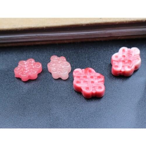 10Pcs 11mm 15mm Carved Artificial Coral beads Pink color Chinese Knot for Jewelry Bracelet Necklace Earring DIY Craft making