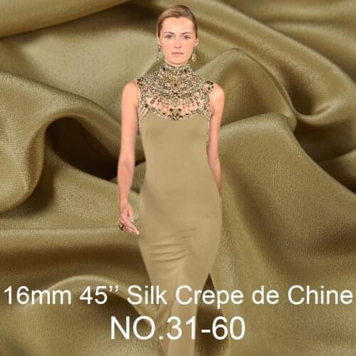 100% pure silk crepe de chine satin back fabric 16mm 114cm 45" width solid color for dress, shirt