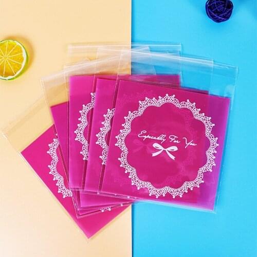 100PCS OPP Plastic Package Lovely Bowknot Design for Bracelets Earrings Necklace Rings Gift Bags DIY Jewelry Making 7 X 7cm