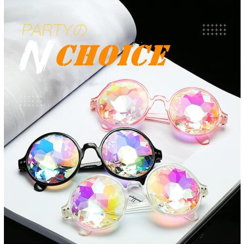 Fashion 1Pair Round Kaleidoscope Glasses Women rave festival Sunglasses Men Holographic Glasses Colorful Celebrity Party Eyewear
