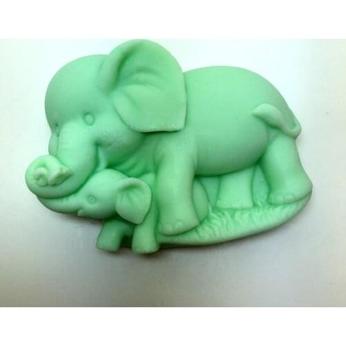 AM016 Mother and child elephant shape silicone mold Handmade Soap Clay craft mold DIY decoration tools
