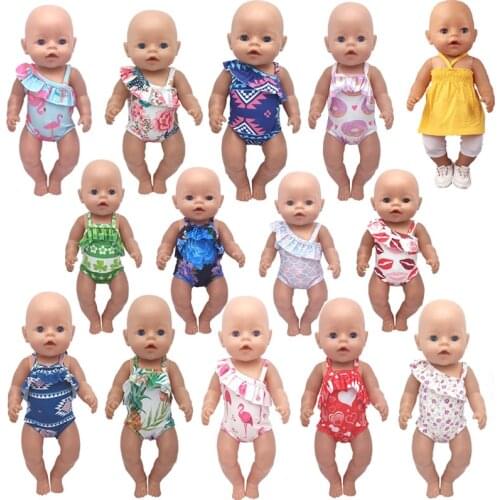 Baby Doll Summer Clothes For 43cm Born Baby Doll Swim Clothes 18 Inch Doll Bikini