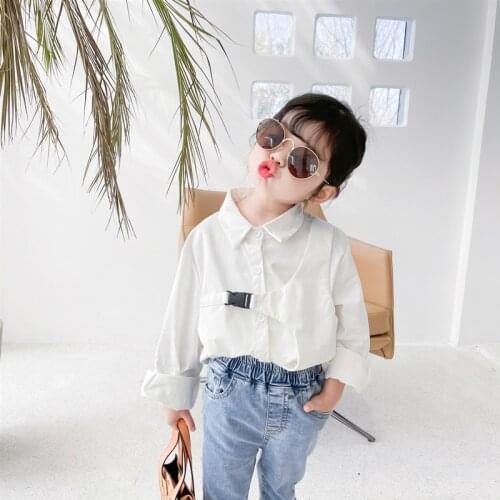 2021 Children Clothes Spring Summer Girls Cotton Blouses Shirts Kids Teenagers Costume Ruffle Princess Birthday Party High Quali