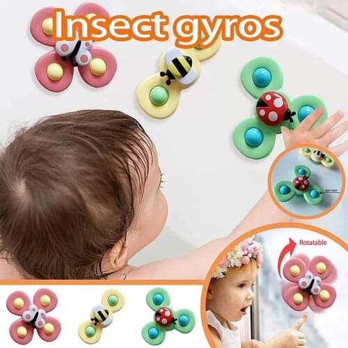 Baby Rattles For Kids Shower Bathroom Grasping Gyro Animal Sucker Spinner Montessori Touch Sensory toys For Newborn 0-12 Months