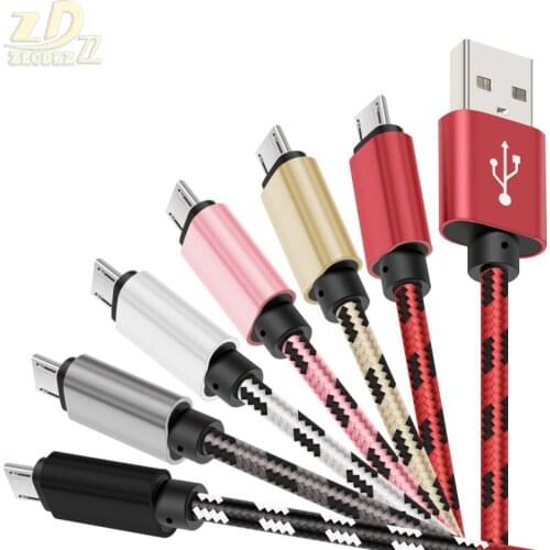 Micro usb cable fast charging 1m 2m 3m Braided Data Sync 2A Charger Phone Cable For Samsung Galaxy S7 Xiaomi Note 4X Cabo 100pcs