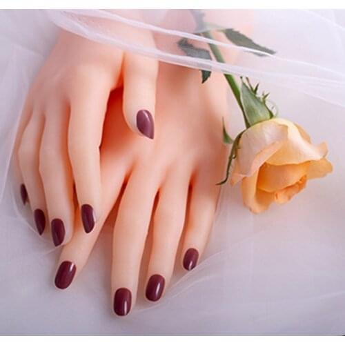 10in/26cm High Quality Real Female Silicone Mannequin Hand Display Ring Jewelry Model Nail Art Hand Woman Finger 1PC Right Hand