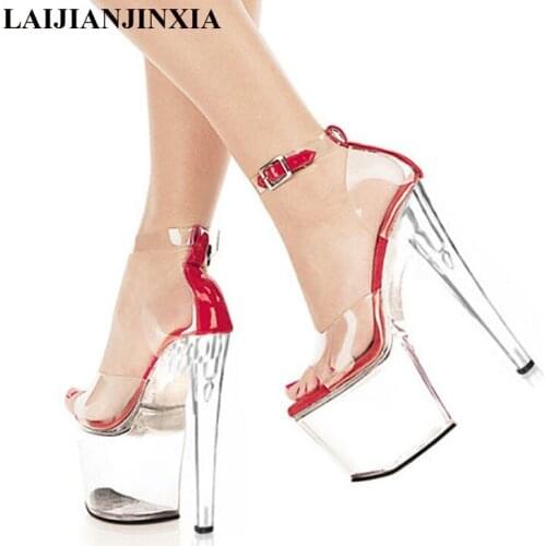 LAIJIANJINXIA Womens Shoes Sexy Pole Dancing Shoes 20 CM High Heels Shoes Thin Heels Sandals Model Dance Shoes E-120