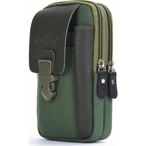 Male Casual Zipper Men Waist Bags Small Solid Color Card Holder 4 Inch Phone Packs Belt Fanny Purse