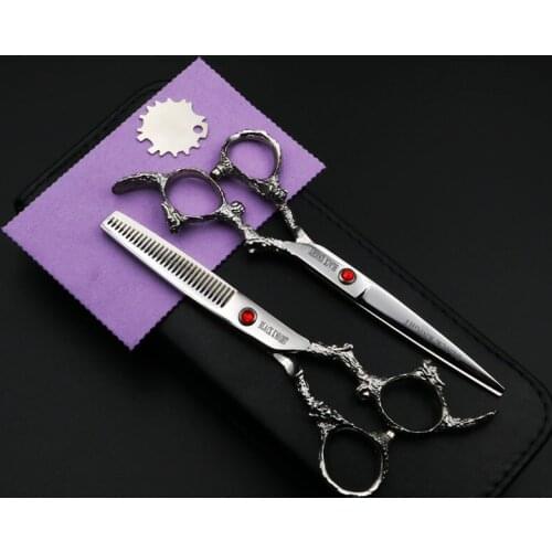 Pet Scissors Dog Grooming Cutting+Thinning Shears Kit for Animals Japan440C Stainless Steel 6 Inch High Quality Silver Style