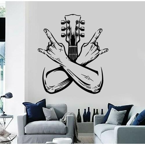 Guitarist Wall Decal Band Rock Music Guitar Door Window Vinyl Sticker Cool Style Teen Bedroom Music Studio Decoration E204
