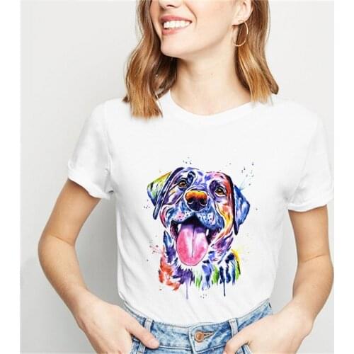 Summer New Watercolor Jack Russell Terrier Animal Dog Print T-shirt Female Tshirt Harajuku Graphic Lady T shirt