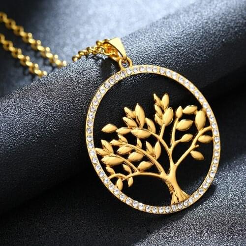 Tree of Life Charm Necklaces Women Men BFF Jewelry CZ Circle Round Collar Family Tree Pendant Choker Necklace Bridesmaid Gift