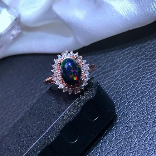 Natural Colorful Opal Gemstone Fashion Simple Ring for Women Real 925 Sterling Silver Charm Fine Wedding Jewelry