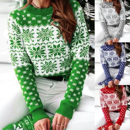 Pullover Woman Sweaters Women O Neck Elk Snowflake Christmas Xmas Pullover Sweater Knit kobieta swetry pull femme свитер женский