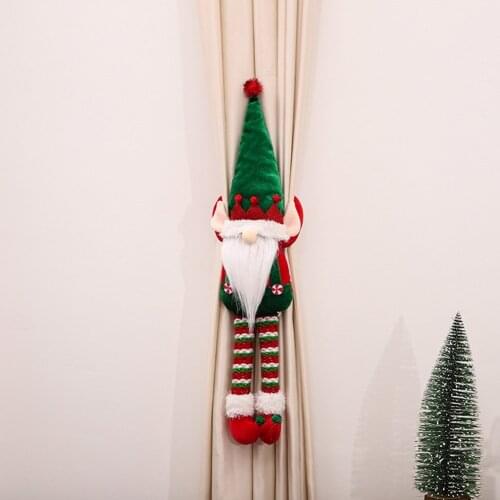 Christmas Hanging Holding Rudolph Doll Curtain Rope Button Xmas Decoration Elves Couple Doll Curtains Buckle Home Door Ornaments