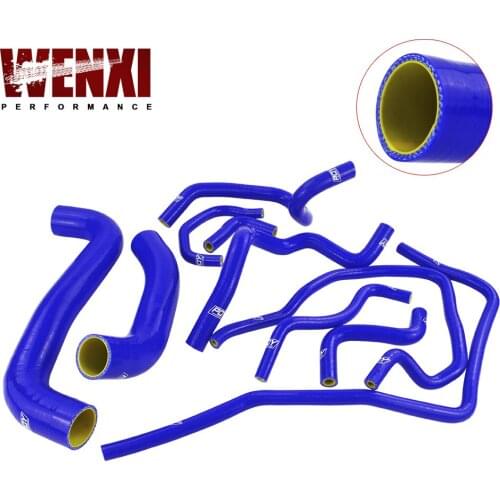 Blue & yellow 10PCS Silicone Radiator Cooling Hose for 2001-2006 Subaru Impreza WRX 2.0T EJ205 EJ20 GDB GD With PQY logo