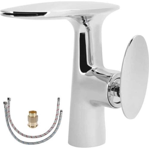 Bathroom Kitchen Electroplating Zinc Alloy Faucet Basin Sink Waterfall Faucet Hot Cold Mixing Water Tap