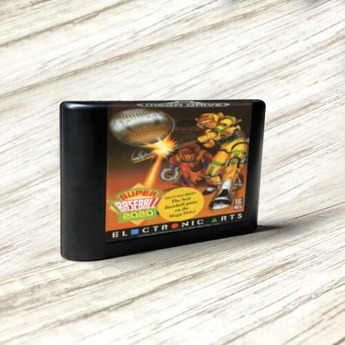 Super Baseball 2020 - EUR Label Flashkit MD Electroless Gold PCB Card for Sega Genesis Megadrive Video Game Console