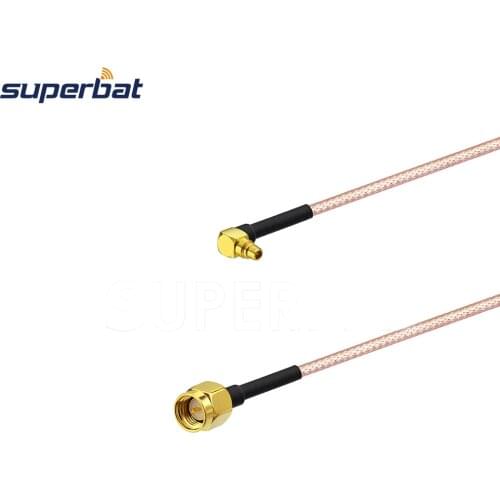 Superbat SMA Plug Straight to MMCX Male Right Angle RF Pigtail Extension Connector Cable RG316 for 3G Wireless