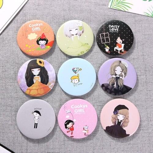 TY284 1pc Makeup Mirror Portable Hand Mini Make Up Mirror Round Pocket Cosmetic Mirror Portable Beauty Makeup Tools Random Color