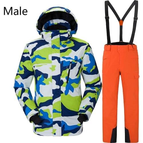 Outdoor warm and windproof mens and womens ski suit