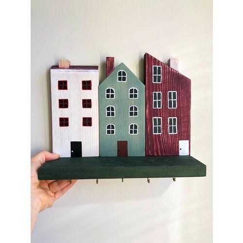 Wood Log Art Studio Solid Wood Home-Themed Keychain