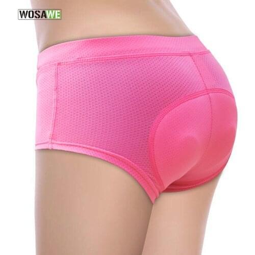 WOSAWE Pink Bicycle Underwear 3D Gel Padded Shockproof Womens Cycling Shorts Breathable Bicycle Bike Underwear Cycling Shorts